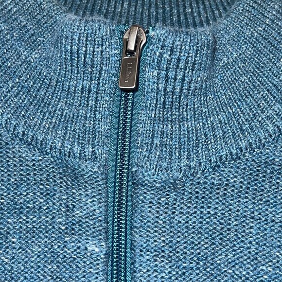 L.L. Bean Men's 1/4 Zip Cotton Sweater Blue Size L-Reg - Picture 2 of 4